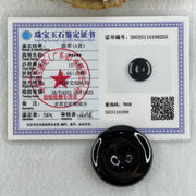 Type A Opaque Black Omphacite Jadeite Ping An Kou Donut Pendant 15.28g 30.0 by 7.7mm - Huangs Jadeite and Jewelry Pte Ltd