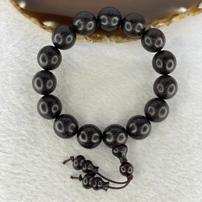 Natural Wild African Zitan Bracelet 非洲金星字檀手链 (Sinking Type)  33.20g 15.3mm 15 Beads + 2 Hulu Beads - Huangs Jadeite and Jewelry Pte Ltd
