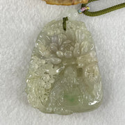 Grandmaster Type A Faint Lavender with Light Green Jadeite Cai Shen Ye with Prosperity Flowers and Bird 天宫赐福 Pendant 62.62g 56.88 by 46.94 by 13.07mm With NGI Cert 82838783 - Huangs Jadeite and Jewelry Pte Ltd