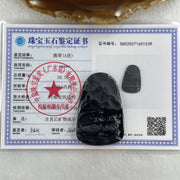 Type A Opaque to Partial Translucent Black Omphacite Jadeite Mandarin Ducks Pair and Lotus Leaf Pendant 20.70g 51.7 by 33.7 by 8.6mm - Huangs Jadeite and Jewelry Pte Ltd