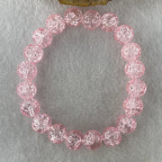 Crackle Pink Quartz Beads Bracelet 25.75g 15.5cm 10.3mm 20 Beads - Huangs Jadeite and Jewelry Pte Ltd