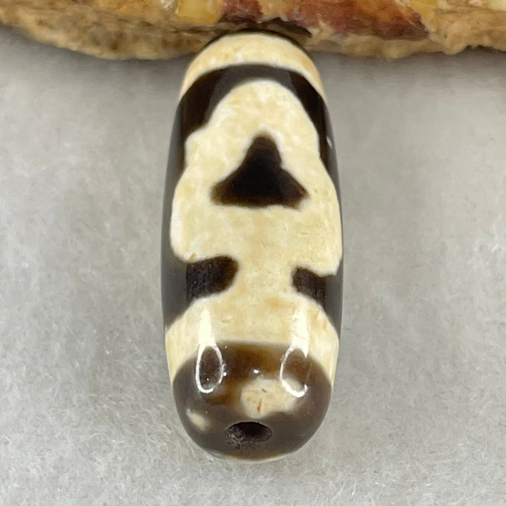 Natural Powerful Tibetan Old Oily Double Bodhi Tree Dzi Bead Heavenly Master (Tian Zhu) 菩提树天珠 5.06g 28.6 by 10.8mm - Huangs Jadeite and Jewelry Pte Ltd
