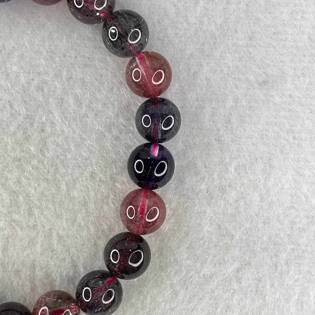 Very Very Good Grade Certified Natural Blackcurrant Super 7 Beads Bracelet | (17.56g | 16cm | 8.2mm x 24 Beads | "Seven Sacred Minerals" Intuition & Abundance Anchor, Feng Shui High-Vibration Power Bracelet) - Huangs Jadeite and Jewelry Pte Ltd