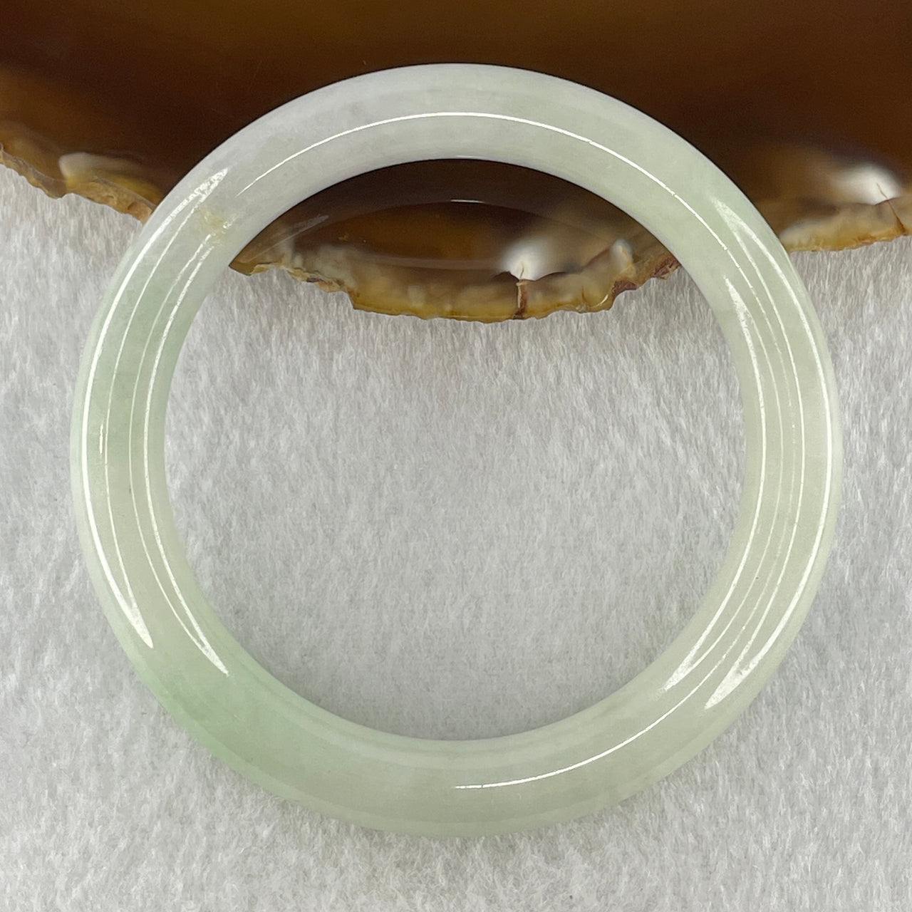 Natural Type A Faint Green Faint Lavender Jadeite Bangle 36.23g Inner Diameter 51.6mm 8.6 by 8.9mm (Very Very Slight Internal Lines) - Huangs Jadeite and Jewelry Pte Ltd