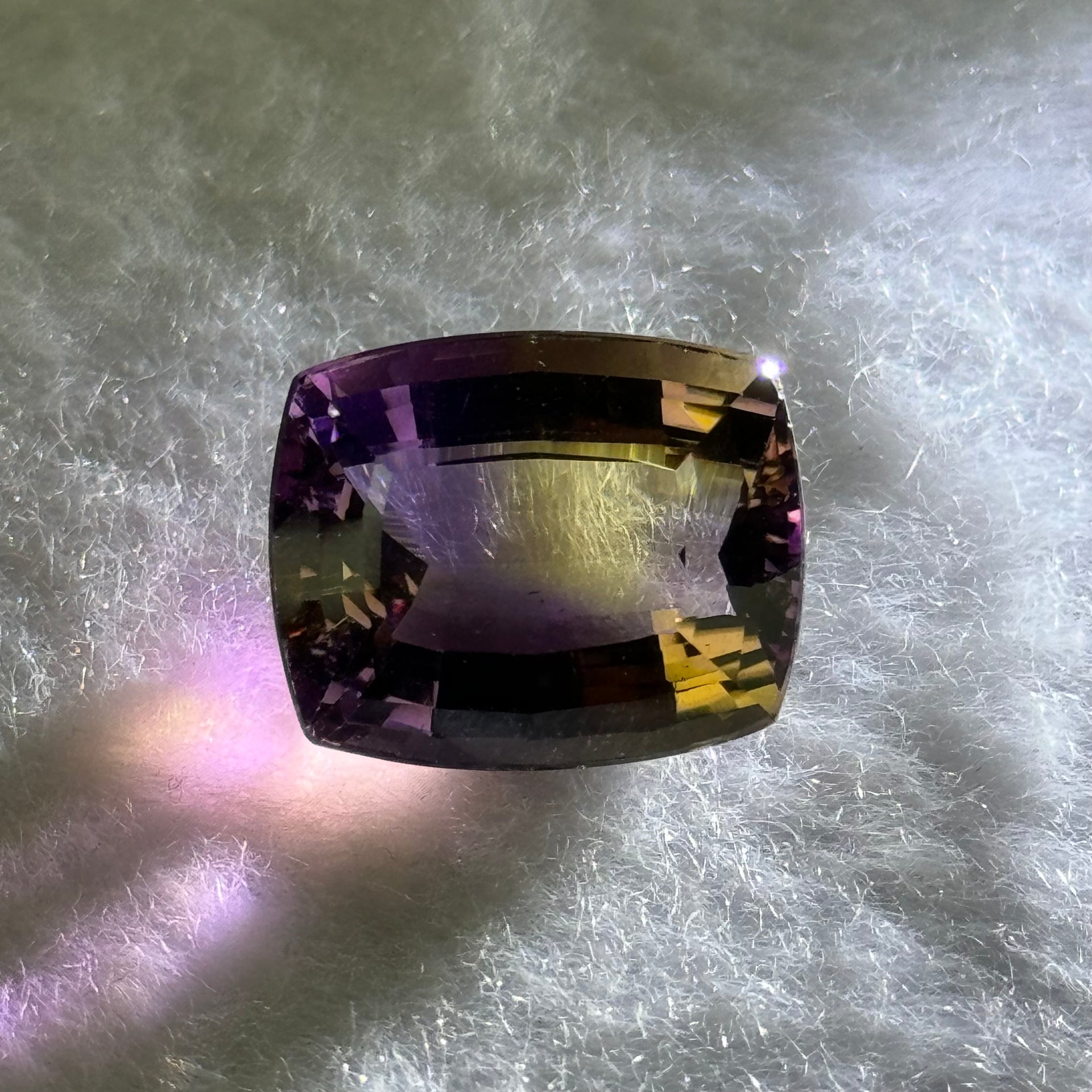 Natural Faceted Ametrine Cushion Cut 15.09ct 16.6 by 13.5 by 9.4mm - Huangs Jadeite and Jewelry Pte Ltd