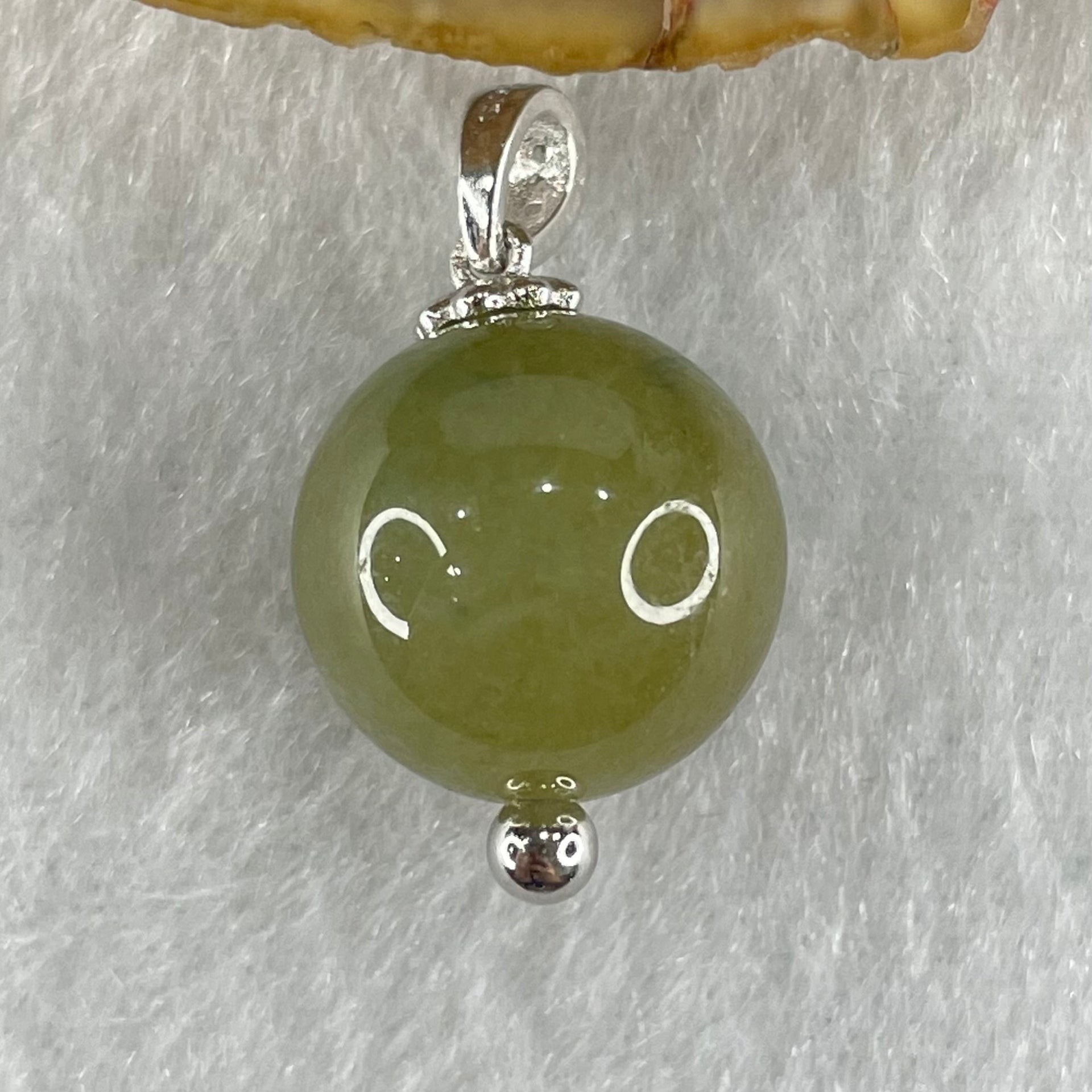 Type A Brown Jadeite Bead in S925 Silver Pendant for Bracelet/Necklace 5.20g 13.9mm - Huangs Jadeite and Jewelry Pte Ltd