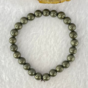 Natural Pyrite Beads Bracelet 天然黄铁矿手链 15.64g 13cm 6.4mm 25 Beads - Huangs Jadeite and Jewelry Pte Ltd