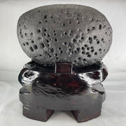 Natural Deep Intense Purple Amethyst Cave with Wooden Stand 5,981.0g 225.0 by 160.0 by 260.0mm - Huangs Jadeite and Jewelry Pte Ltd