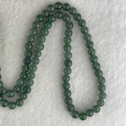 Certified Natural Type A Semi icy Blueish Green Jadeite Beads Necklace 29.75g 58cm 5.2mm 122 Beads - Huangs Jadeite and Jewelry Pte Ltd