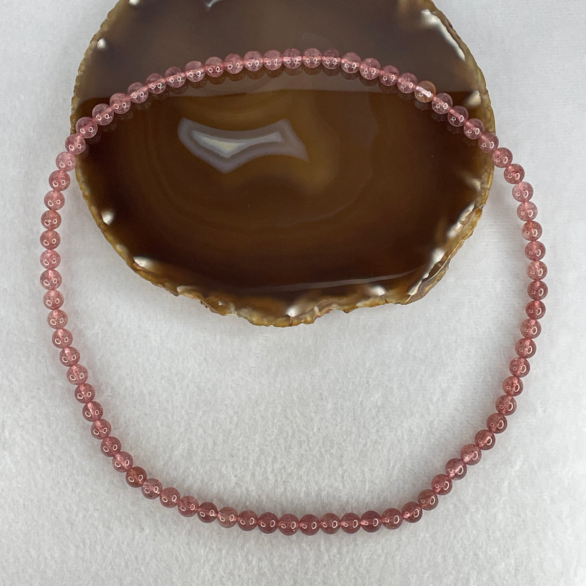 Natural Strawberry Quartz Beads Necklace | 7.8mm Rosy Charisma (45.32g | 54cm Length | 76 Beads)