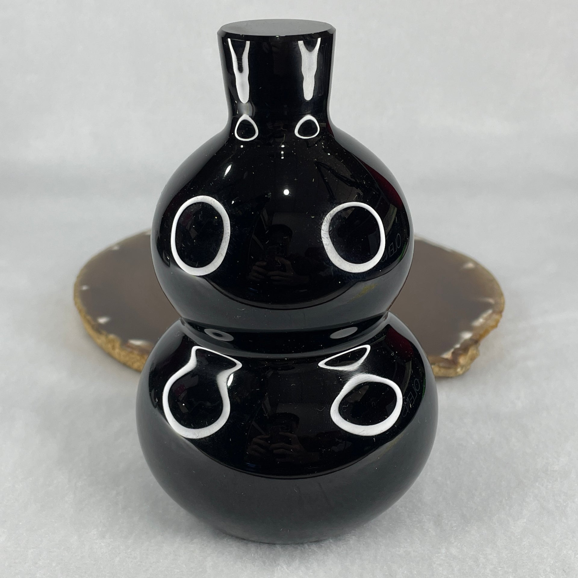 Natural Black Obsidian Hulu Display 842.38g 124.3 by 18.8mm - Huangs Jadeite and Jewelry Pte Ltd