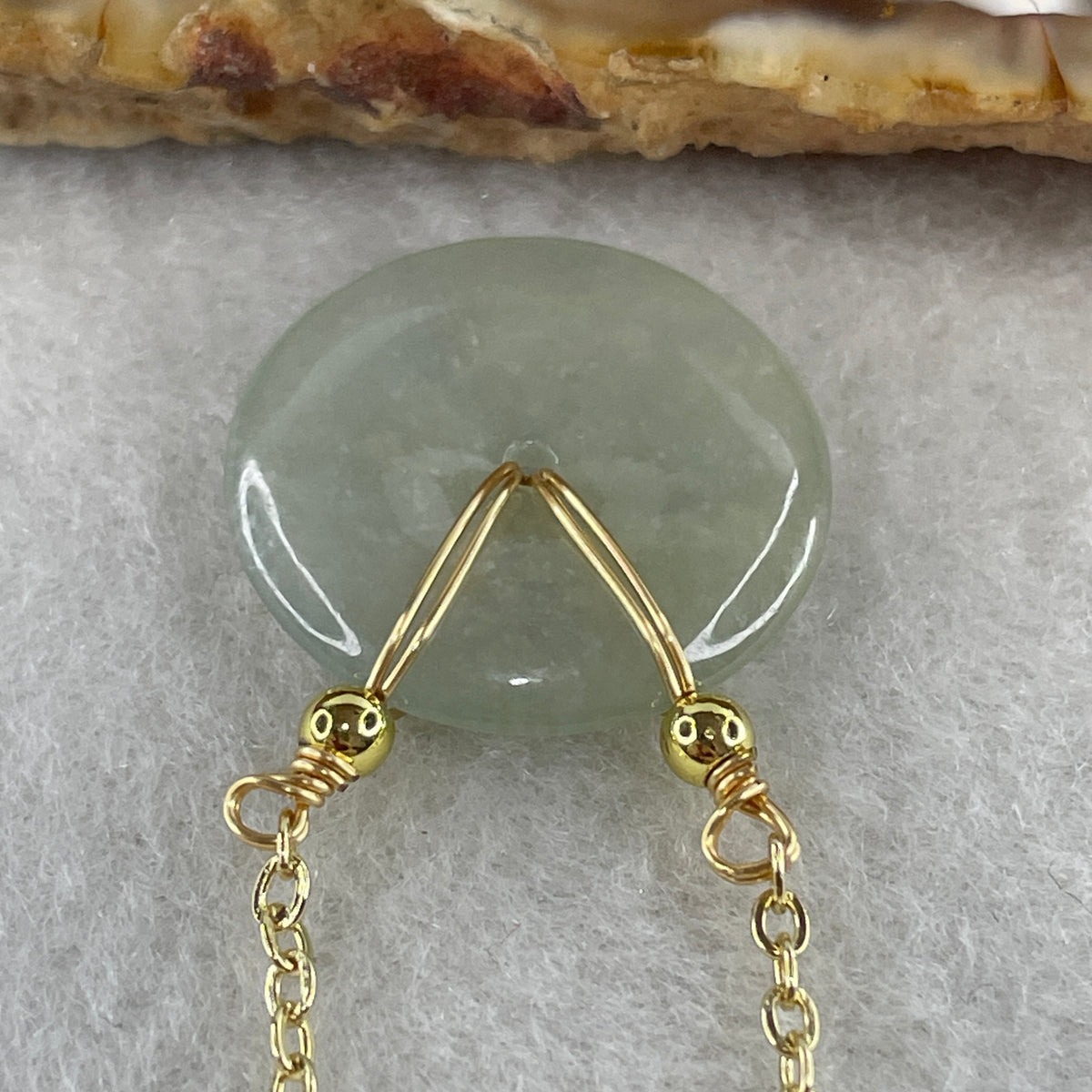 Natural Type A Icy Light Green Jadeite Ping An Kou Pendant | 19mm Translucent Jade Peace Disc Talisman with 58cm Adjustable Necklace (5.19g | 19.3 x 3.6mm) - Huangs Jadeite and Jewelry Pte Ltd