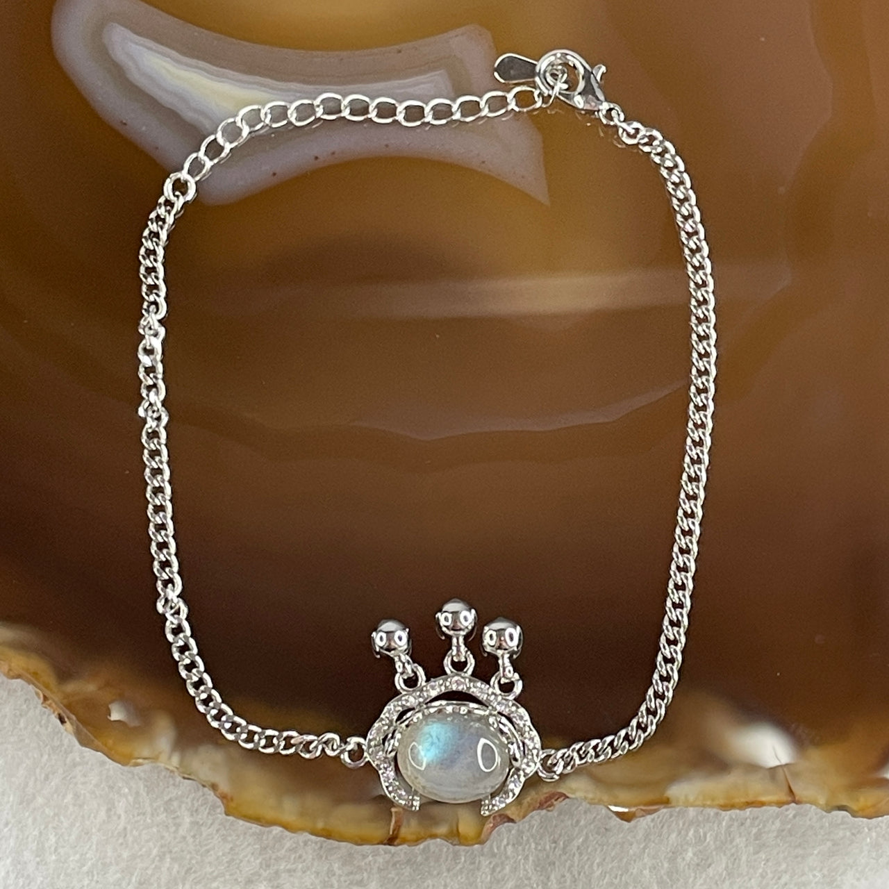 Natural Labradorite Beads Bracelet on S925 Sliver Bracelet 4.39g 10.5 by 8.6 by 5.0mm