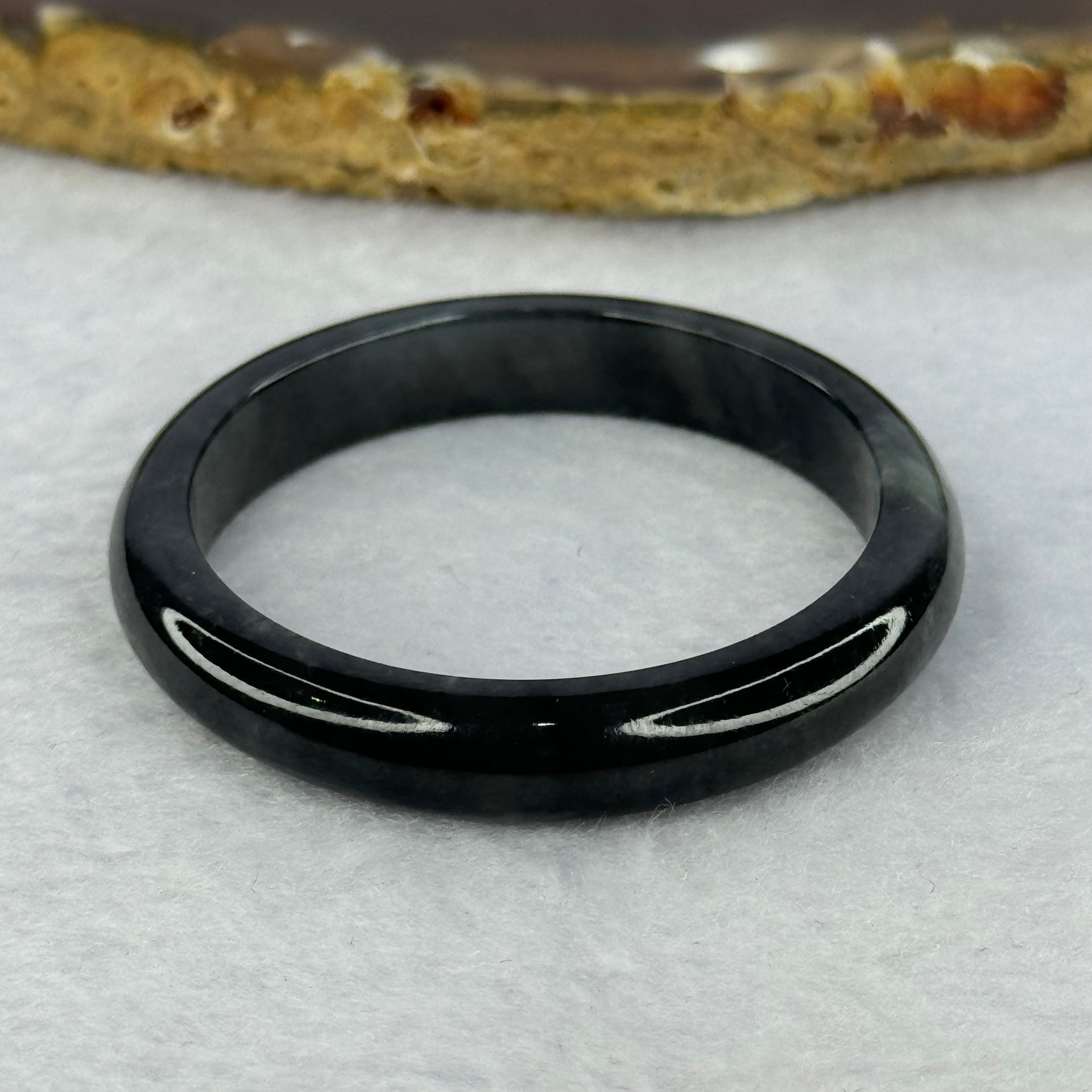 Type A Highly Translucent Black Grey Wuji Jadeite Baby Bangle 12.29g Internal Diameter 36.6mm 7.2 by 5.4mm - Huangs Jadeite and Jewelry Pte Ltd