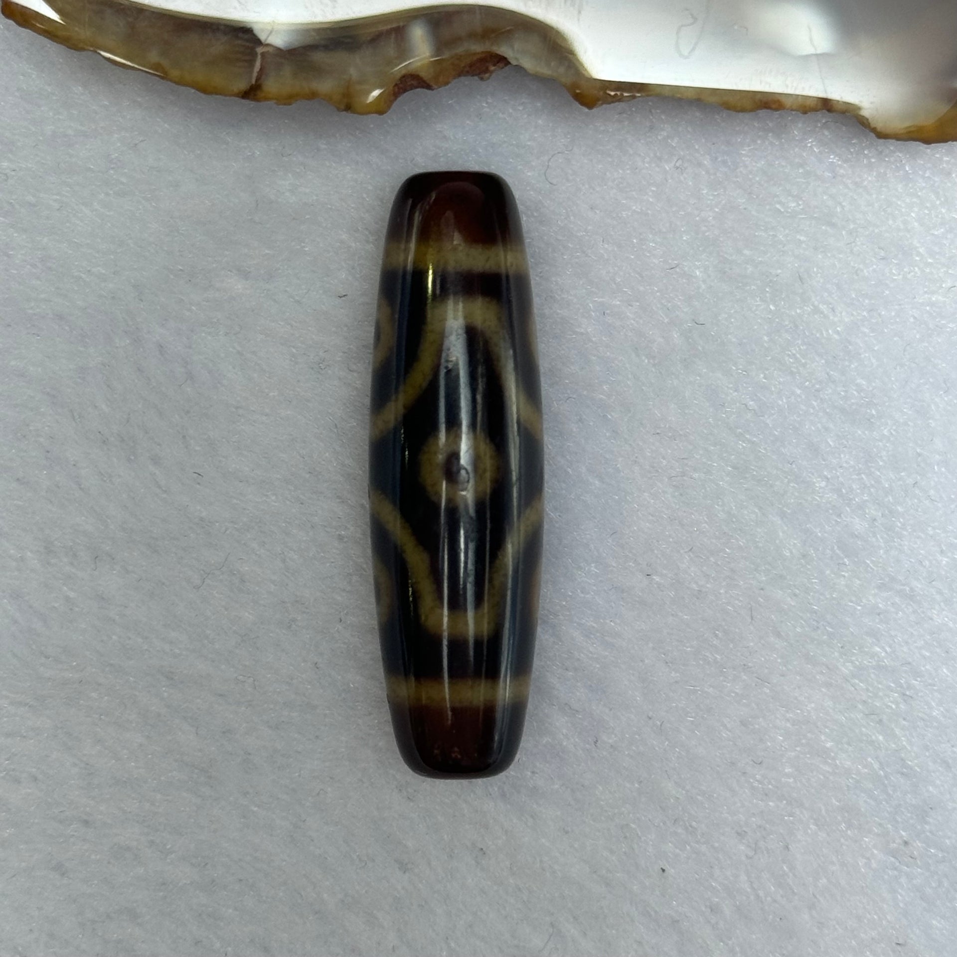 Natural Powerful Tibetan Old Oily Agate 6 Eyes Dzi Bead Heavenly Master (Tian Zhu) 六眼天诛 7.83g 39.5 by 11.5mm - Huangs Jadeite and Jewelry Pte Ltd