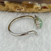 Natural Type A Semi Icy Blueish Green Jadeite Oval Shape Cabouchon in S925 Silver Cat Ring (Adjustable Size) 1.76g 6.3 by 8.0 by 3.5mm - Huangs Jadeite and Jewelry Pte Ltd