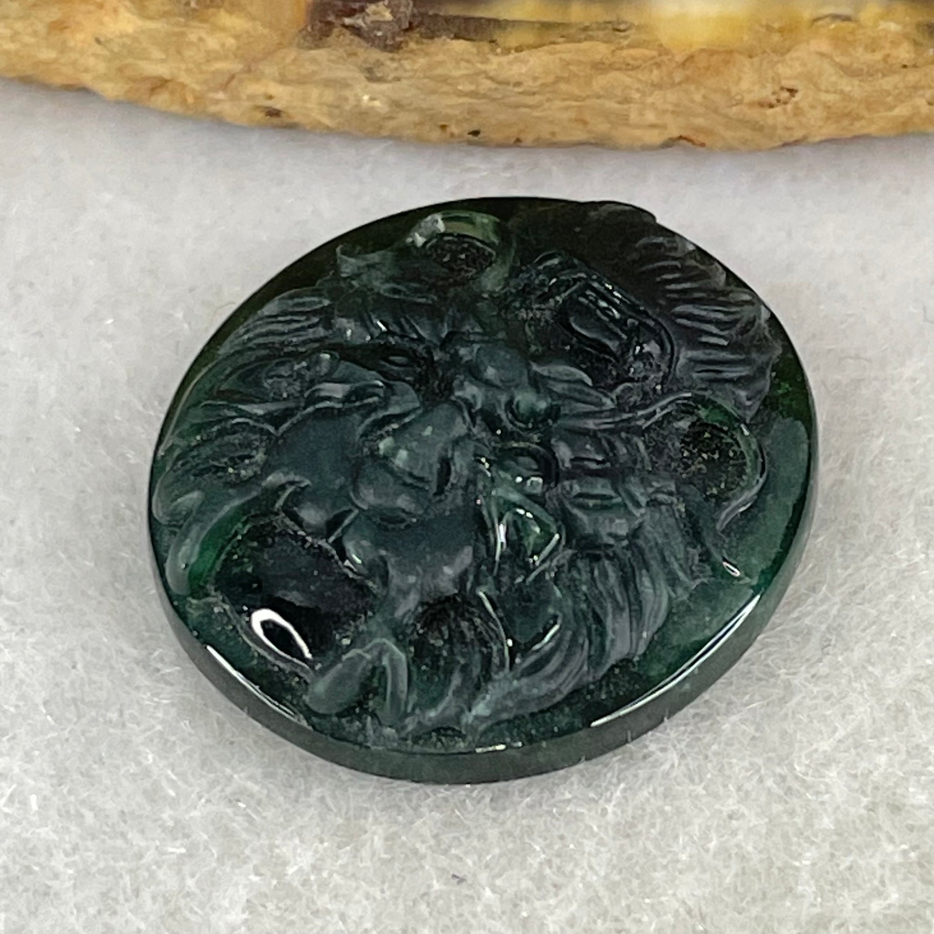 Rare Good Grade Type A Fully Translucent Black Jadeite Dragon Head Stone For Setting 3.65g 20.3 by 18.5 by 6.4mm - Huangs Jadeite and Jewelry Pte Ltd