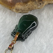 Good Grade Natural Blueish Green Tourmaline Crystal Vase Pendant with 18K Rose Clasp and Gold Color S925 Silver Necklace 2.28g 16.5 by 9.8 by 4.7mm - Huangs Jadeite and Jewelry Pte Ltd