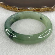 Certified Type A Natural Semi Icy Light Green with Dark Green Fluorite Piao Hua Jadeite Bangle 66.27g Inner Diameter 57.6mm 13.8 by 9.2mm (Very Very Slight Internal Line) - Huangs Jadeite and Jewelry Pte Ltd
