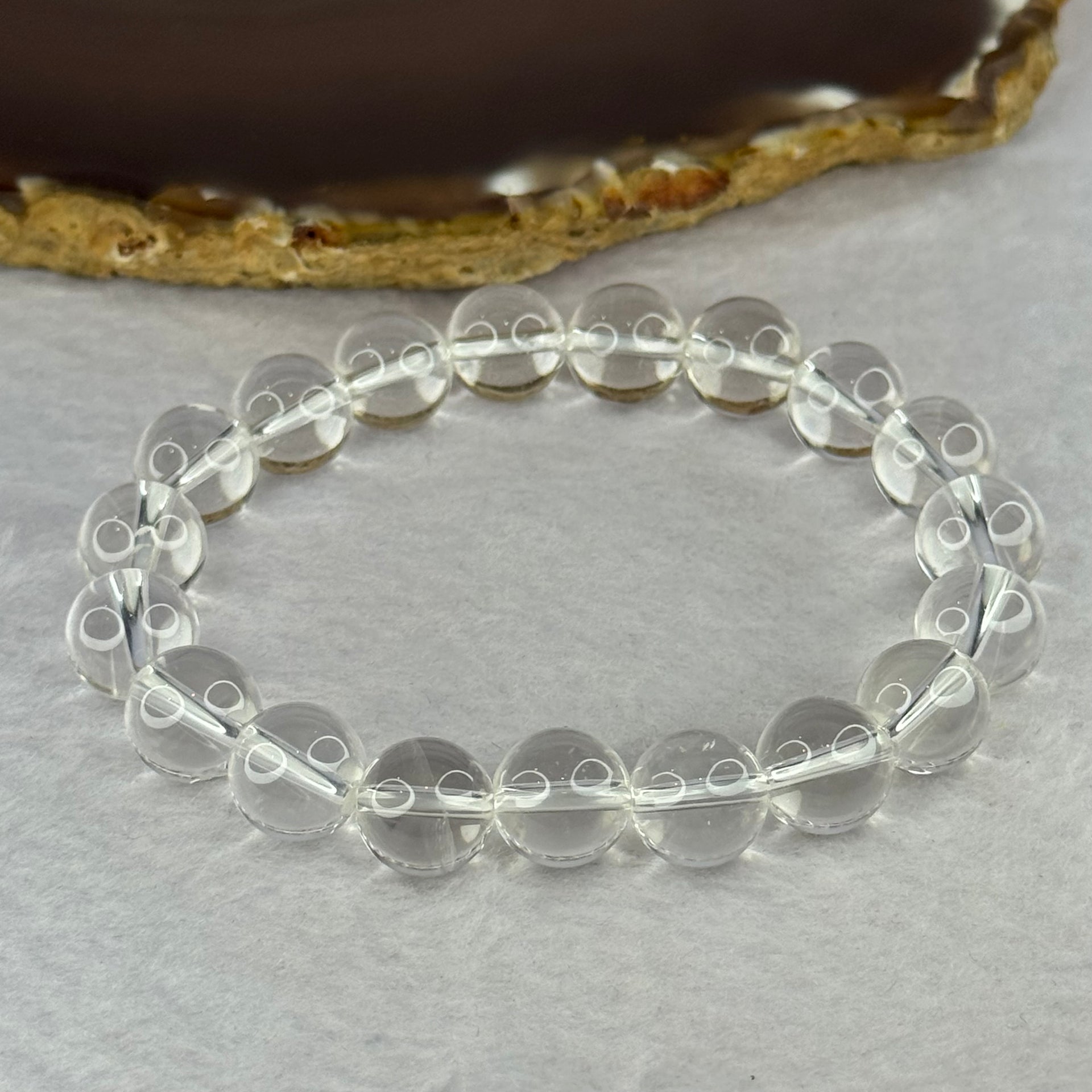 Natural Clear Quartz Bracelet 天然白水晶手链 30.71g 17cm 10.6mm 19 Beads - Huangs Jadeite and Jewelry Pte Ltd