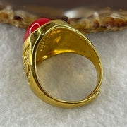 Natural Red Agate in 9999 Gold Plated Ring (Adjustable Size) 12.43g 17.6 by 13.2 by 5.5mm - Huangs Jadeite and Jewelry Pte Ltd