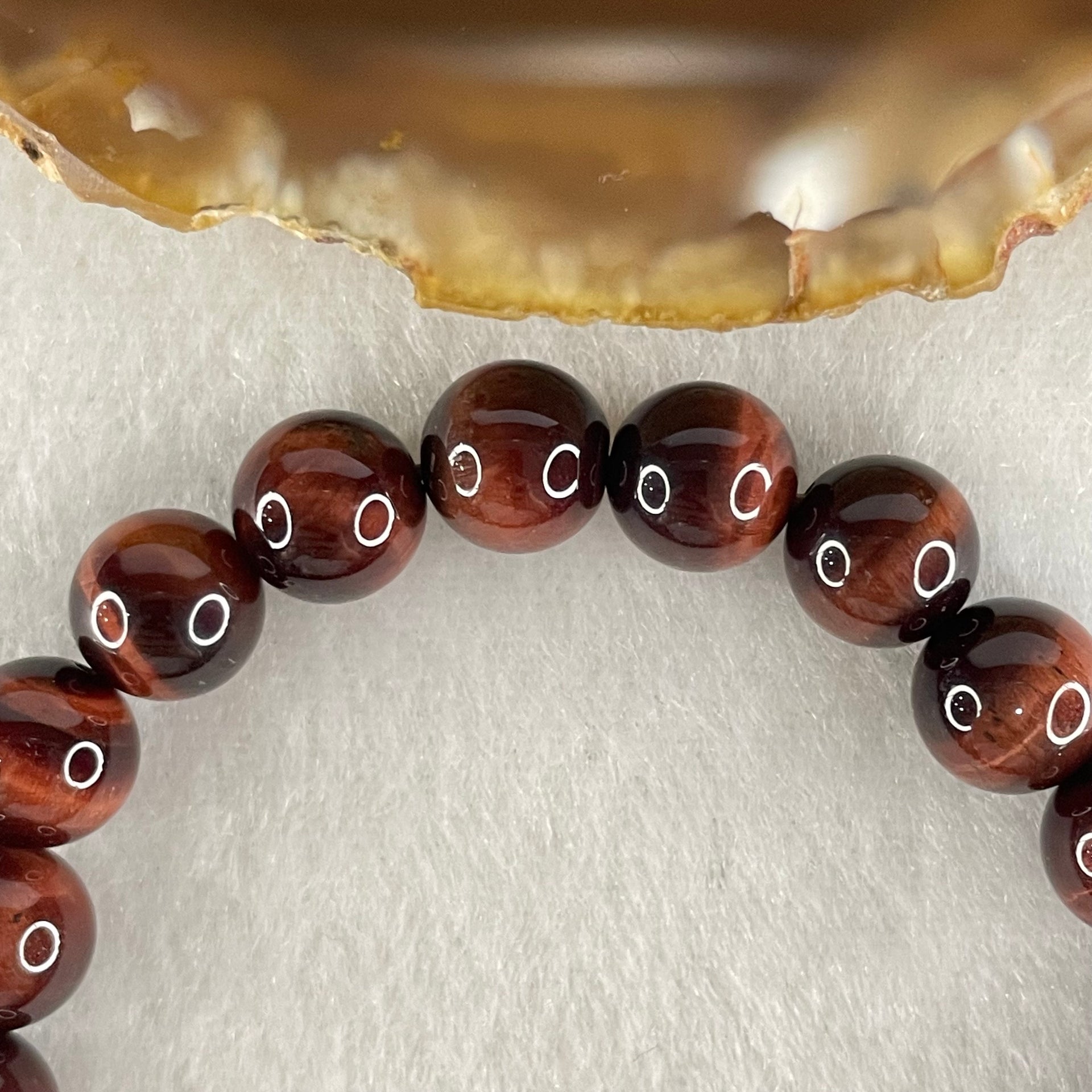 Natural Red Tiger's Eye Quartz Beads Bracelet 18.23g 15.5cm 8.4mm 23 Beads - Huangs Jadeite and Jewelry Pte Ltd