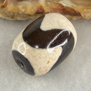 Natural Powerful Tibetan Old Oily Agate Tiger Tooth Daluo Dzi Bead Heavenly Master (Tian Zhu) 虎呀天诛 4.96g 17.7 by 13.4mm - Huangs Jadeite and Jewelry Pte Ltd