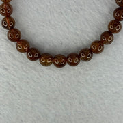 Natural Copper Rutilated Quartz Beads Bracelet 天然銅髮晶手镯 16.22g 16cm 7.9mm 25 Beads - Huangs Jadeite and Jewelry Pte Ltd