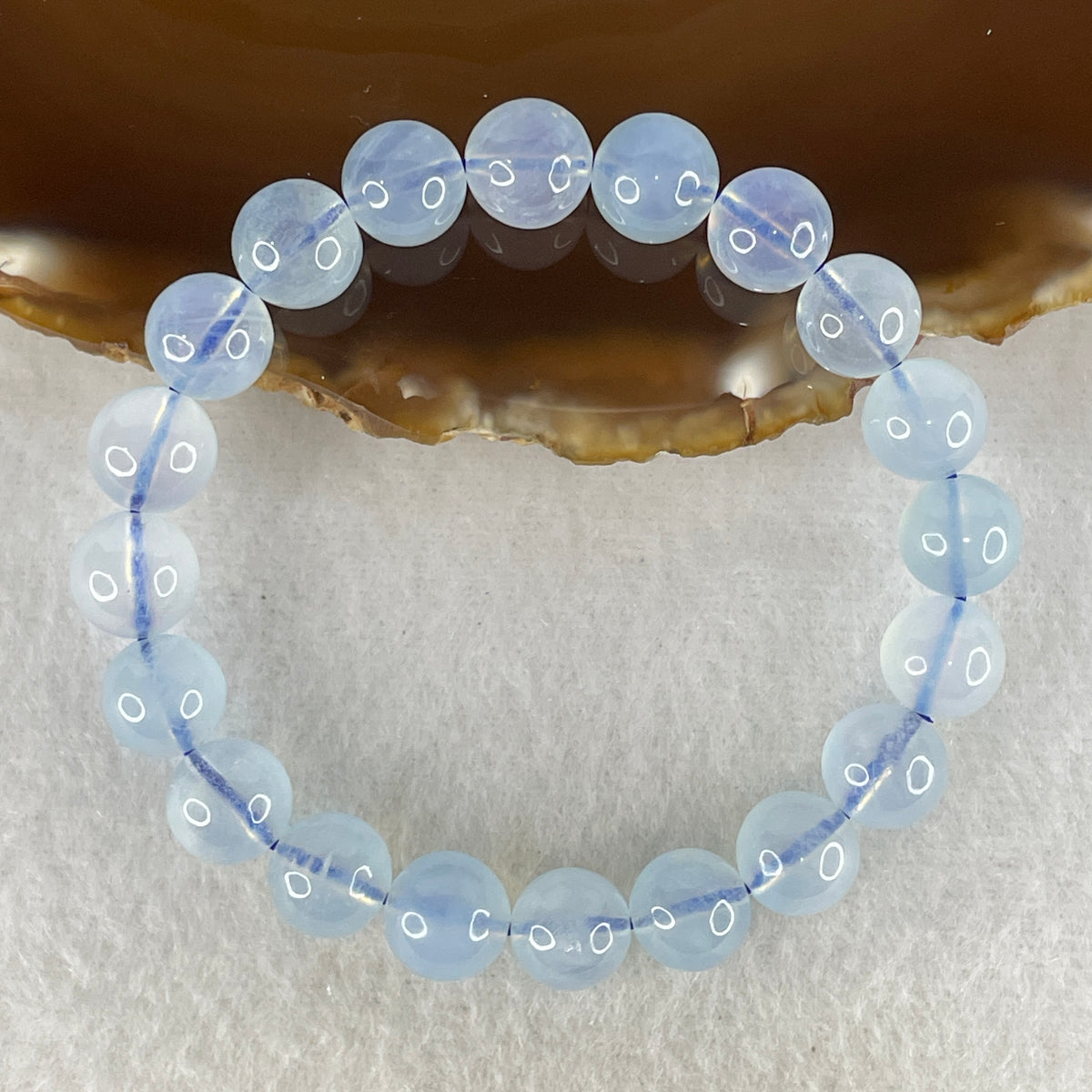 Certified Natural Average Grade Aquamarine Beads Bracelet | 16cm Strand of 20 Beads 9.8mm (24.25g | Serene Calm, Fluid Communication & Water Element Energy Shield)
