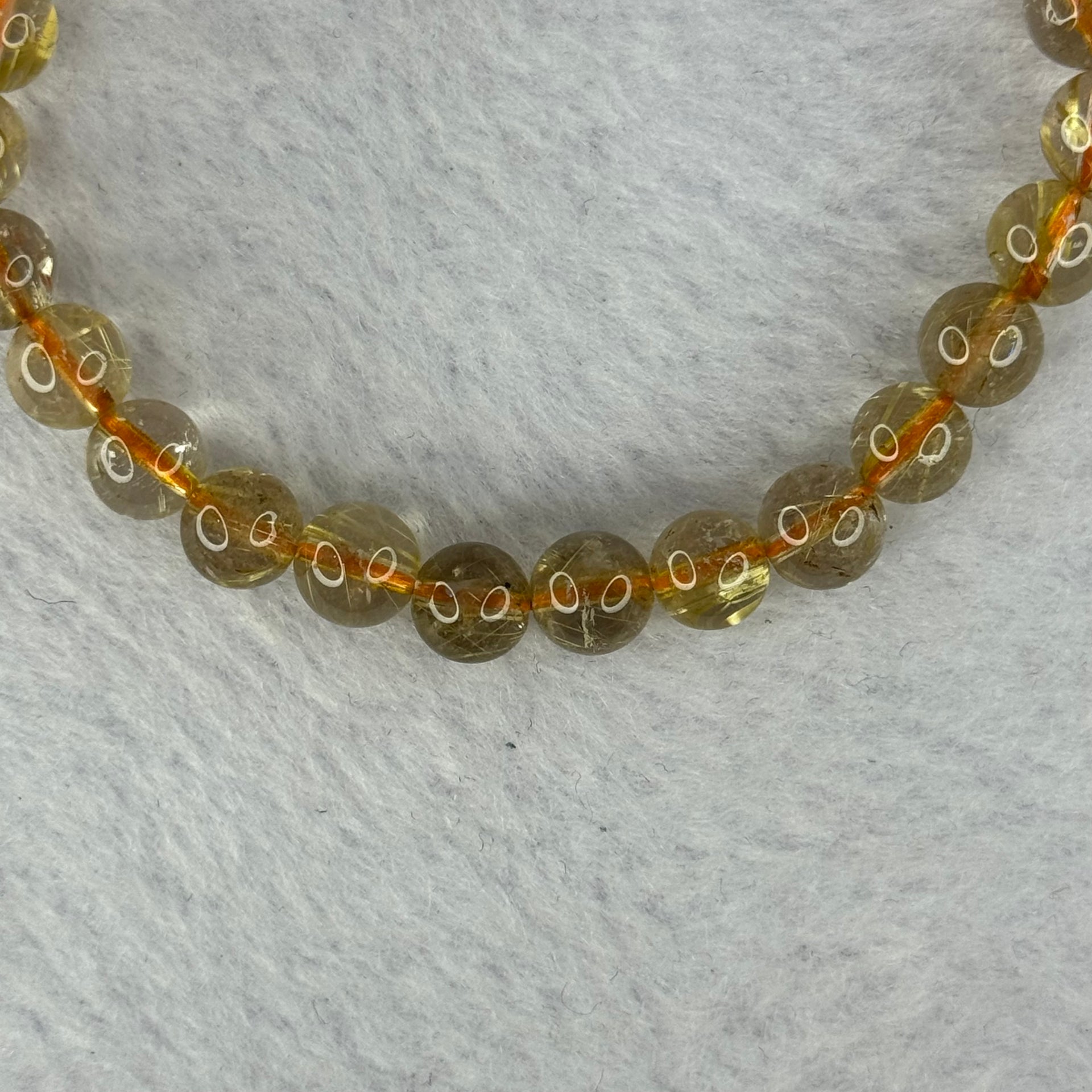 Natural Golden Rutilated Quartz Beads 天然金发水晶手链 12.90g 15cm 7.4mm 26 Beads - Huangs Jadeite and Jewelry Pte Ltd