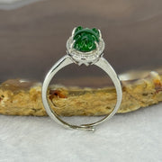 Type A Icy Green Omphasite Jadeite Gold Fish with Crystals in S925 Sliver Ring (Adjustable Size) 2.55g 10.7 by 7.1 by 3.0mm - Huangs Jadeite and Jewelry Pte Ltd