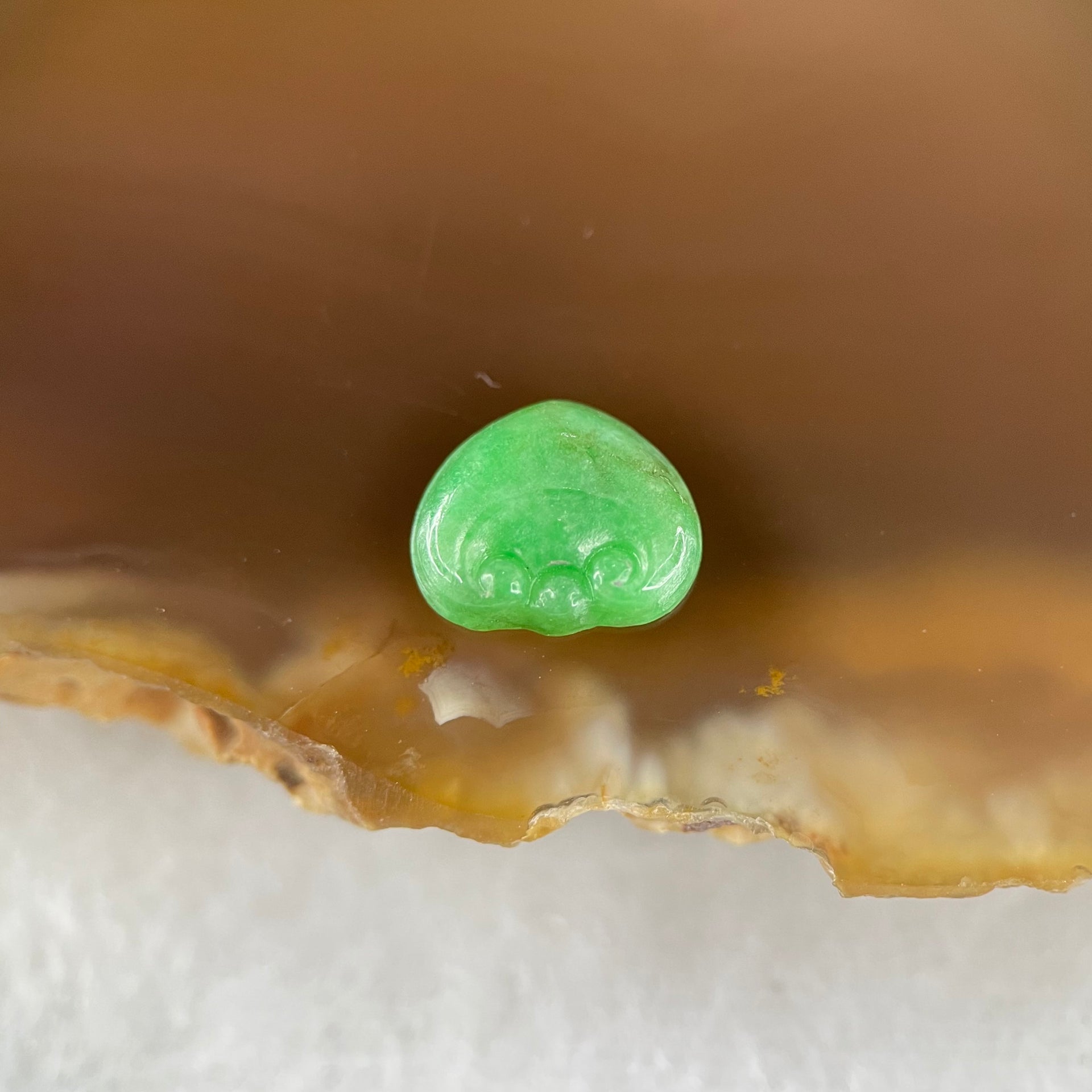 Type A Old Mine Full Green Jadeite Ruyi Charm Stone For Setting 0.35g 9.0 by 7.5 by 2.5mm - Huangs Jadeite and Jewelry Pte Ltd