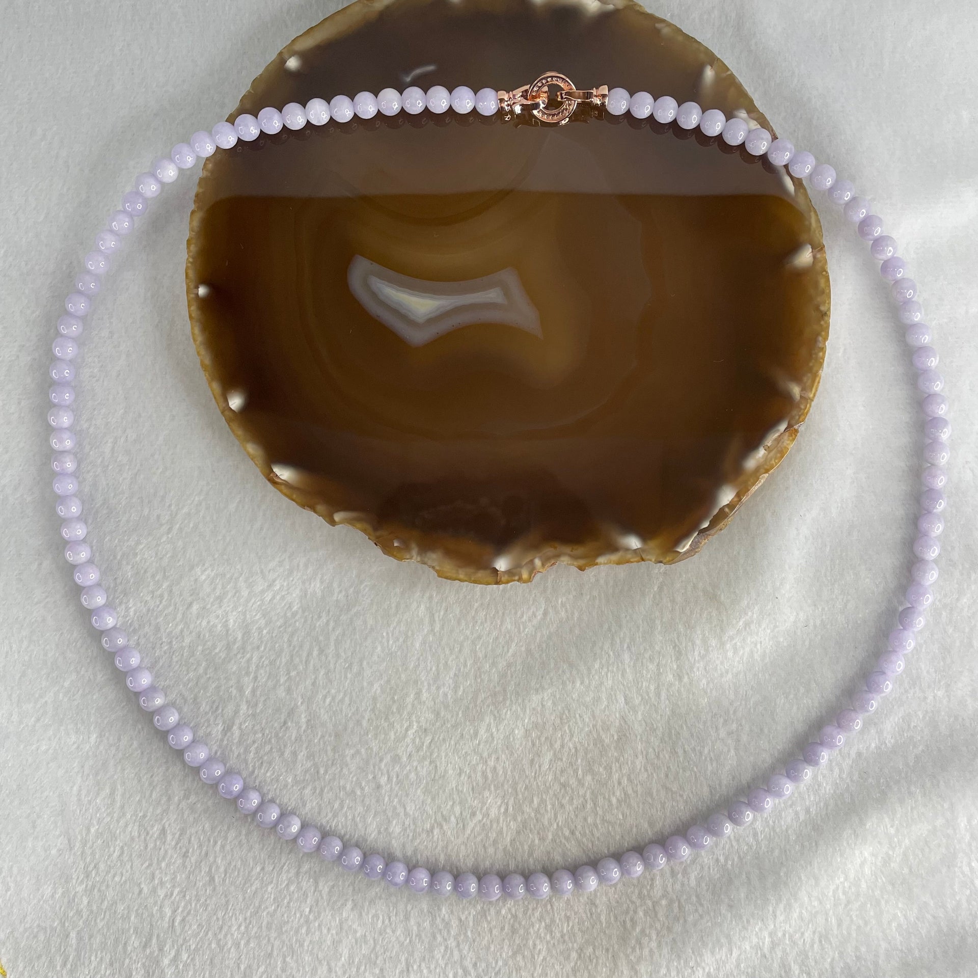 Good Grade Type A Full Lavender Jadeite Beads Necklace 44.58g 64cm 6.1mm 108 Beads - Huangs Jadeite and Jewelry Pte Ltd