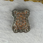 Natural Meteorite Bear Charm in S925 Silver with Crystals For Necklace / Bracelet (Rose Gold Color) 7.47g by 26.2 by 21.4 by 8.4mm - Huangs Jadeite and Jewelry Pte Ltd