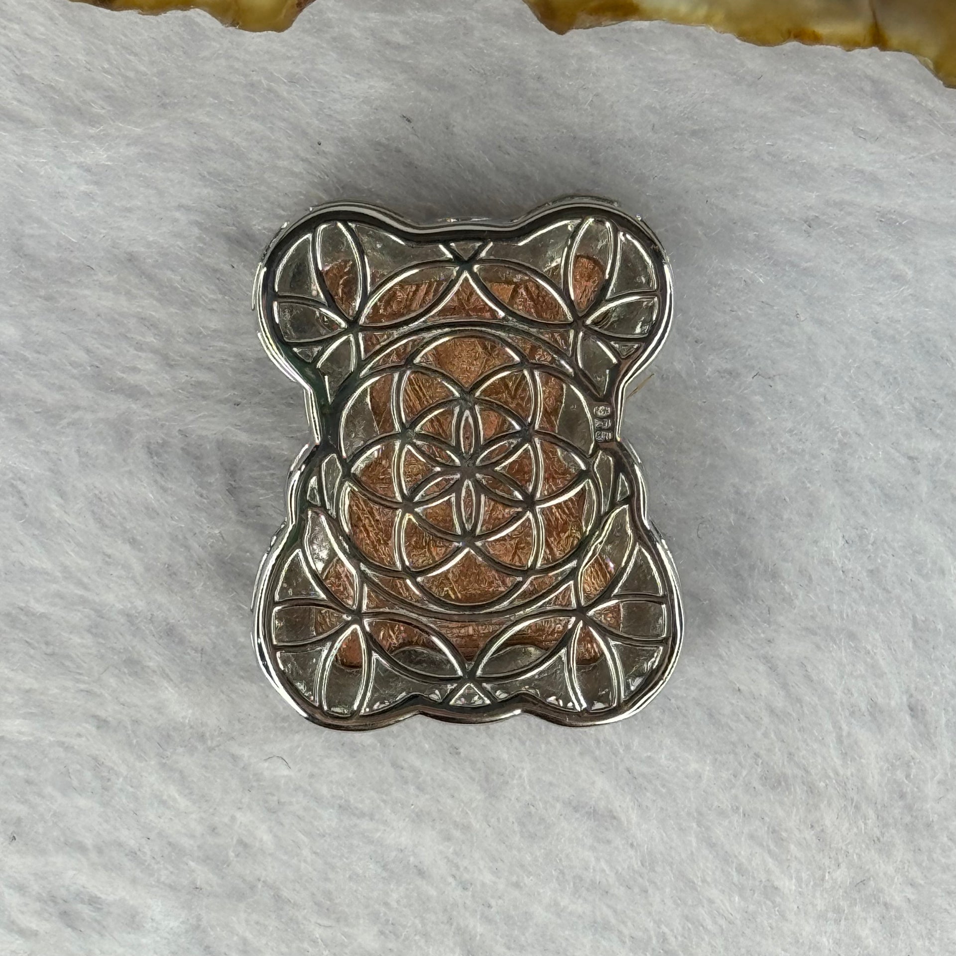 Natural Meteorite Bear Charm in S925 Silver with Crystals For Necklace / Bracelet (Rose Gold Color) 7.47g by 26.2 by 21.4 by 8.4mm - Huangs Jadeite and Jewelry Pte Ltd
