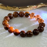 Natural Copper Rutilated Quartz Beads Bracelet 天然銅髮晶手镯 37.69g 17cm 12.0mm 17 Beads - Huangs Jadeite and Jewelry Pte Ltd