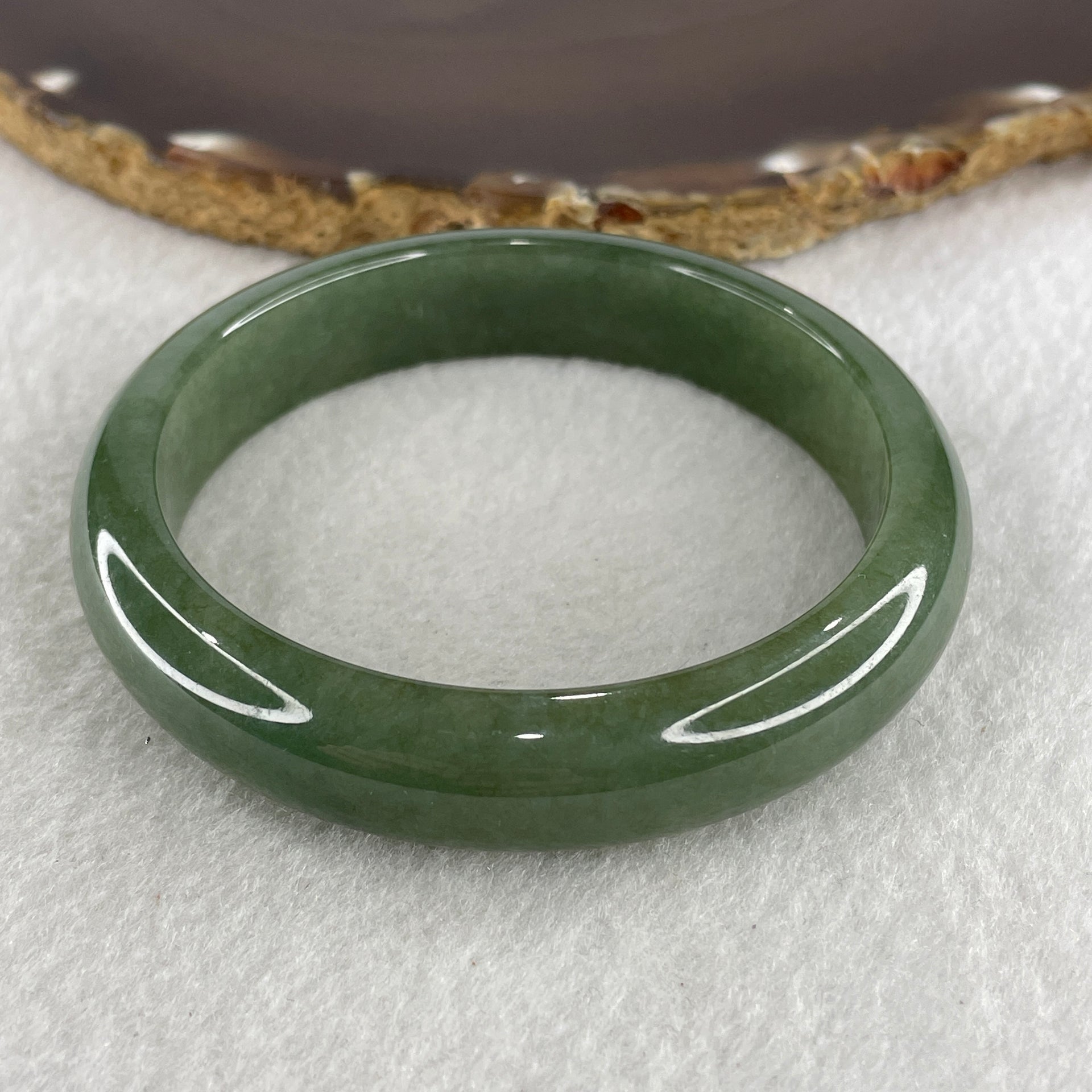 Certified Type A Green Jade Jadeite Bangle 274.22ct 54.84g Inner Diameter 58.05mm Thickness 13.3 by 7.8mm (Perfect) with NGI Cert - Huangs Jadeite and Jewelry Pte Ltd