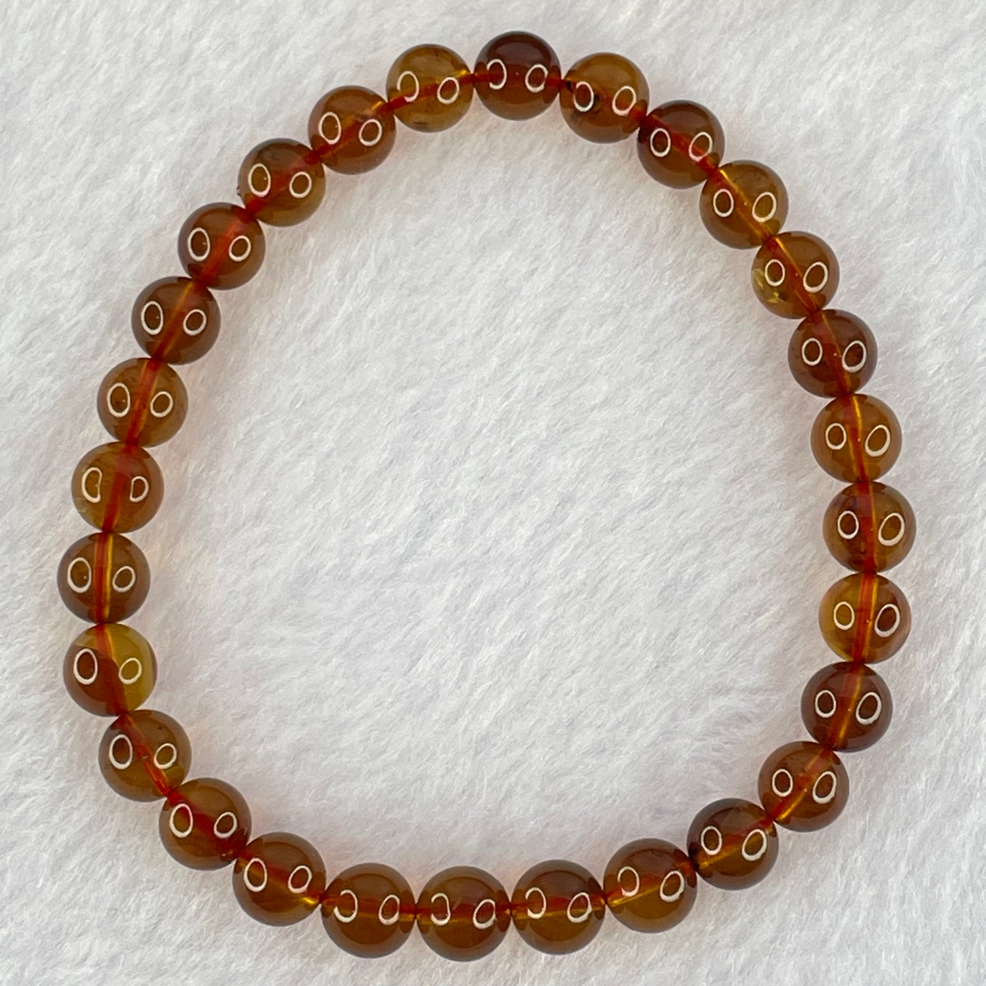 Natural Purple Honey Amber Beads Bracelet 天然紫蜜琥珀手链 3.81g 15.5cm 6.4mm 28 Beads - Huangs Jadeite and Jewelry Pte Ltd
