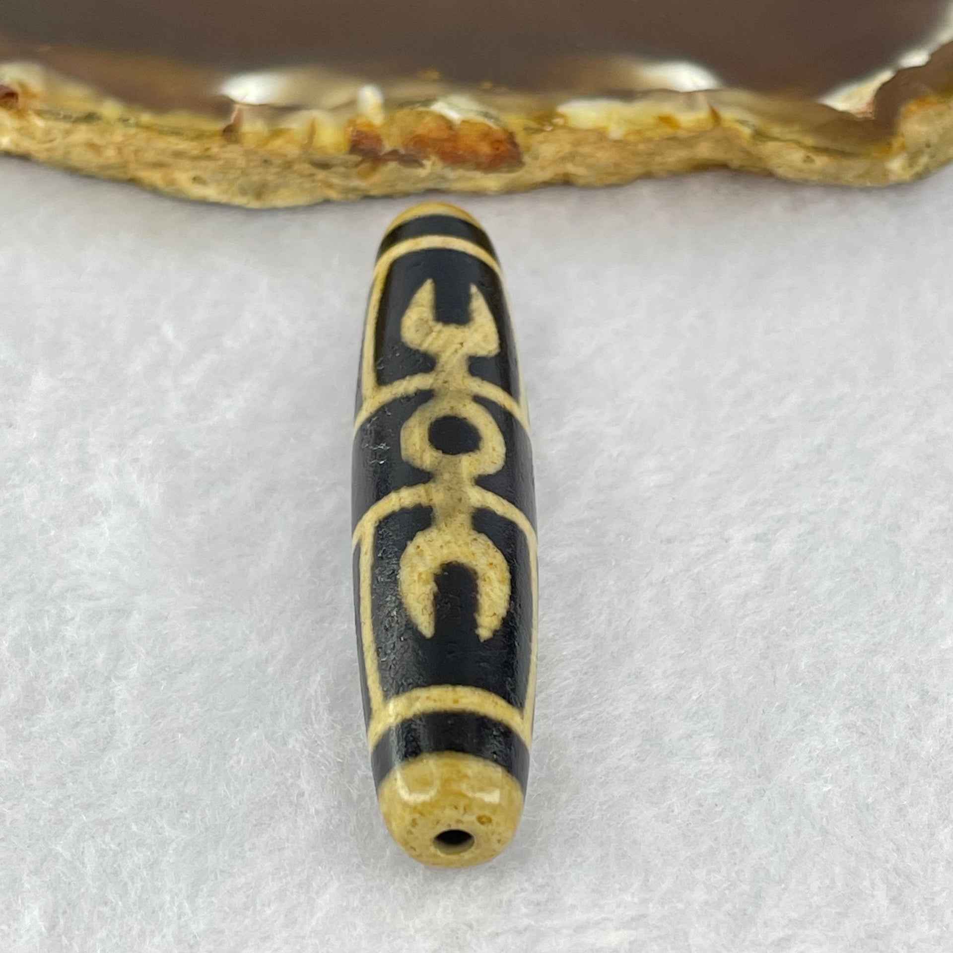 Natural Powerful Tibetan Old Oily Eyed Dharma Vajra Agate Dzi Bead Heavenly Master (Tian Zhu) 二眼金光托天珠 12.34g 57.2 by 11.9mm - Huangs Jadeite and Jewelry Pte Ltd