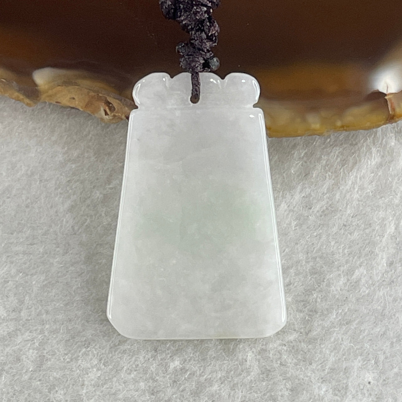 Natural Type A Faint Lavender with Green Jadeite Wu Shi Pai Pendant 6.86g 32.0 by 21.8 by 3.3mm - Huangs Jadeite and Jewelry Pte Ltd