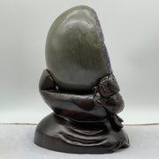 Natural Deep Purple Amethyst Egg with Wooden Stand Display Total Weight 6,264.9g 180.0 by 200.0 by 285.0mm - Huangs Jadeite and Jewelry Pte Ltd