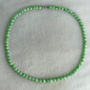 Good Grade Type A Apple Green with Emerald Green Piao Hua Jadeite Beads Necklace 50.33g 54cm 6.9 to 7.8mm 74 Beads - Huangs Jadeite and Jewelry Pte Ltd