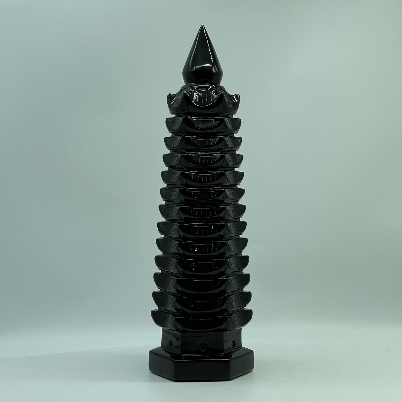 Black Obsidian Pagoda Display 2,510.5g 90.0 by 100.0 by 330.0mm