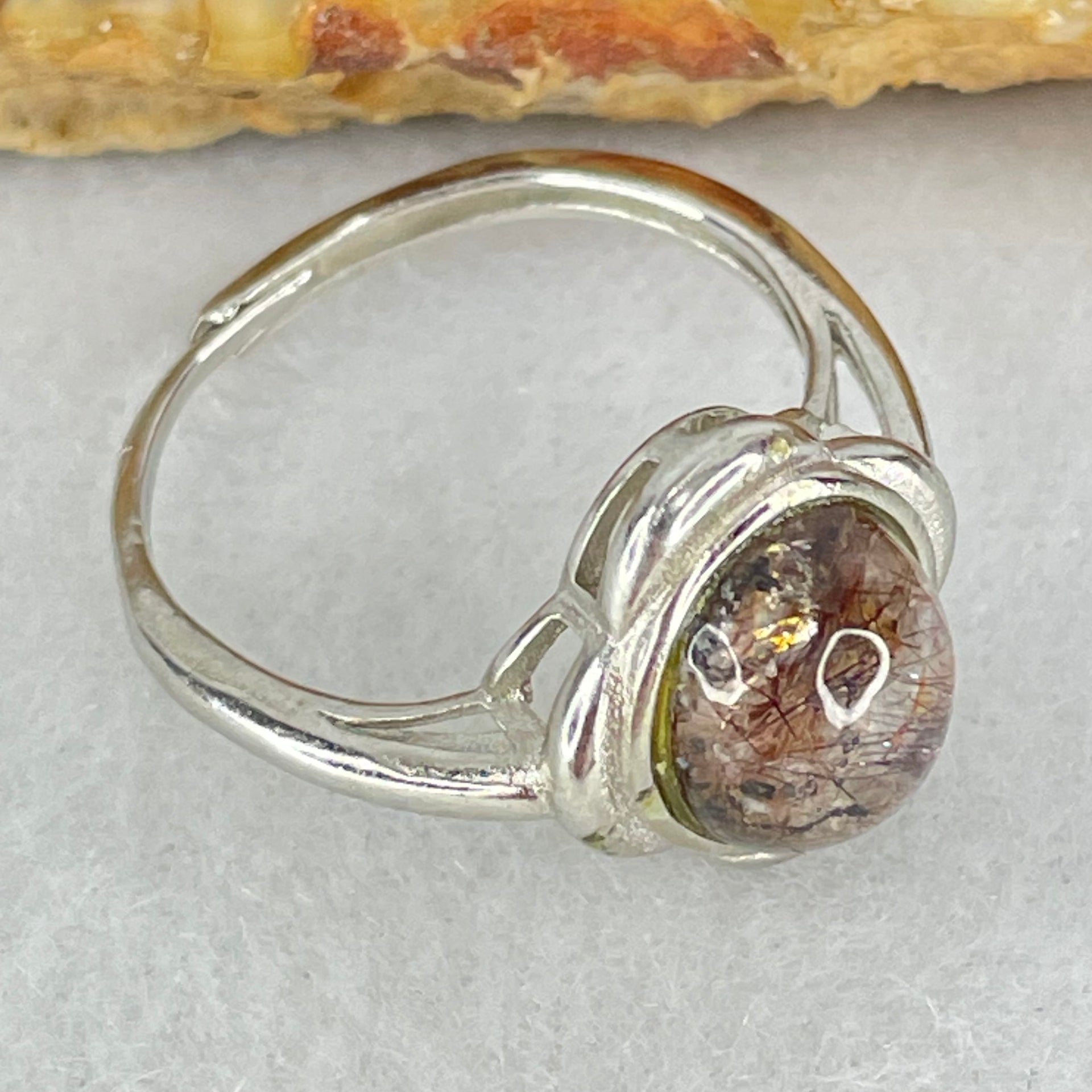 Above Average Grade Natural Super 7 Quartz in S925 Sliver Ring (Adjustable Size) 2.38g 9.0 by 8.0 by 5.0mm - Huangs Jadeite and Jewelry Pte Ltd