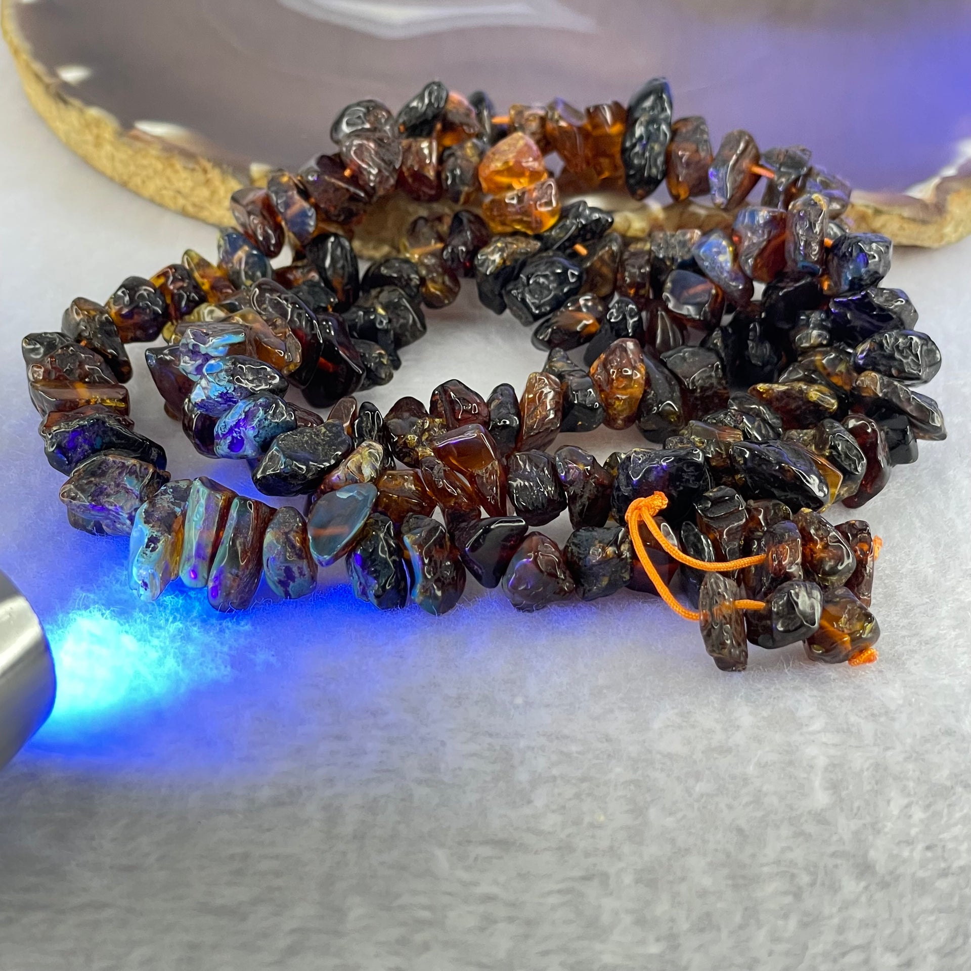 Natural Cognac Amber Beads Irregular Bracelet 34.60g 70cm 14.1 by 8.5 by 5.9mm to 7.8 by 7.1 by 4.9mm 139 Beads - Huangs Jadeite and Jewelry Pte Ltd