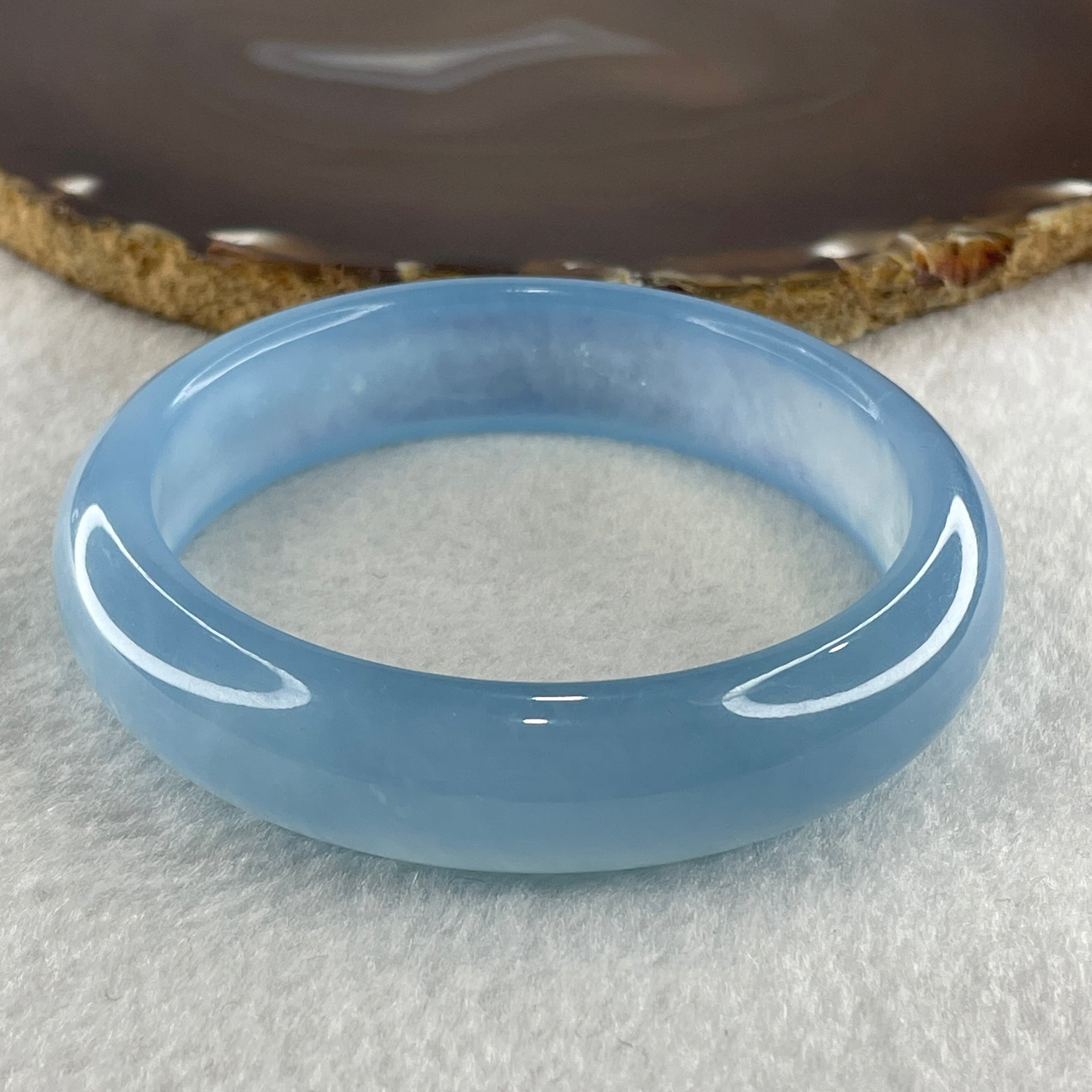 Certified Above Average Natural Sky Blue Aquamarine Bangle 59.31g Inner Diameter 61.9mm 15.5 by 8.4mm ( Close to Perfect) - Huangs Jadeite and Jewelry Pte Ltd