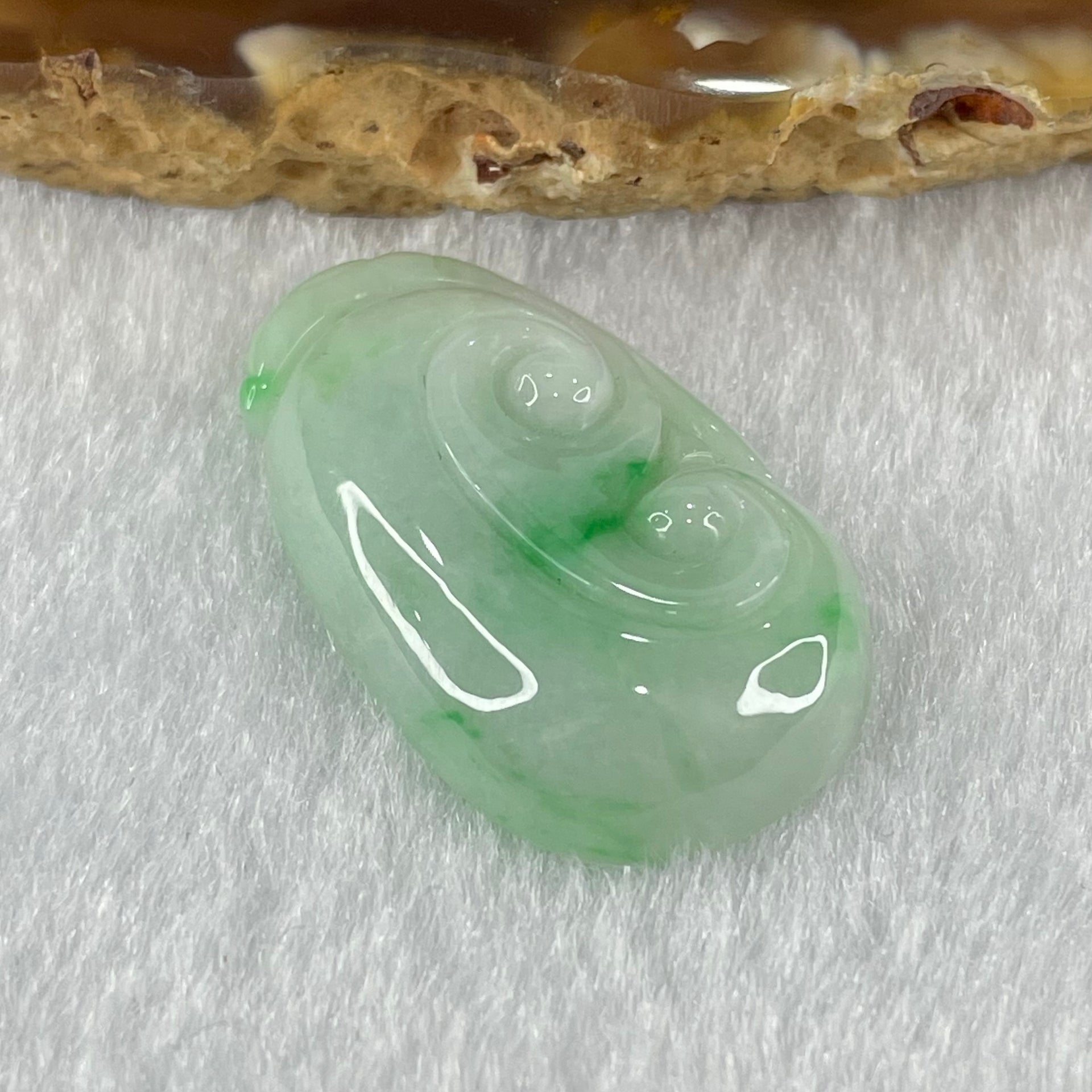 Type A Faint Green Lavender with Spicy Green Patches Jadeite Ruyi Pendant 5.86g 29.2 by 17.4 by 6.5mm - Huangs Jadeite and Jewelry Pte Ltd