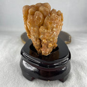 Natural Orange Calcite Rough Display with Wooden Stand 540.6g 109.7 by 94.1 by 123.0mm - Huangs Jadeite and Jewelry Pte Ltd