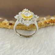 Colourless Cubic Zirconia with Crystals in AU750 Plated In Sliver Ring (Adjustable Size) 3.81g 8.5 by 6.7mm - Huangs Jadeite and Jewelry Pte Ltd