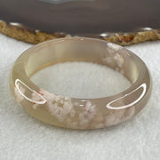 Natural Faint Yellow with Faint Lavender Flower Agate Bangle 56.68g Internal Diameter 59.2mm 15.8 by 8.9mm (Perfect) - Huangs Jadeite and Jewelry Pte Ltd